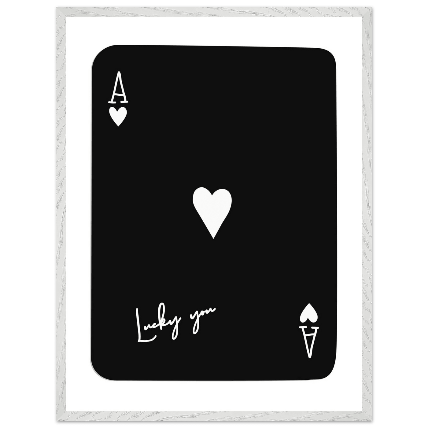 Minimalist Ace of Hearts Poker Card Print - Lucky You Framed Poster Art, Eco-Friendly Wood Frame - Vibrantwalls
