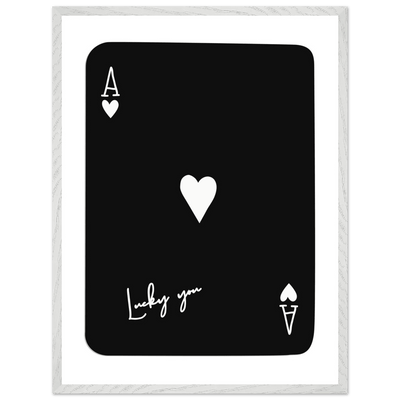 Minimalist Ace of Hearts Poker Card Print - Lucky You Framed Poster Art, Eco-Friendly Wood Frame - Vibrantwalls