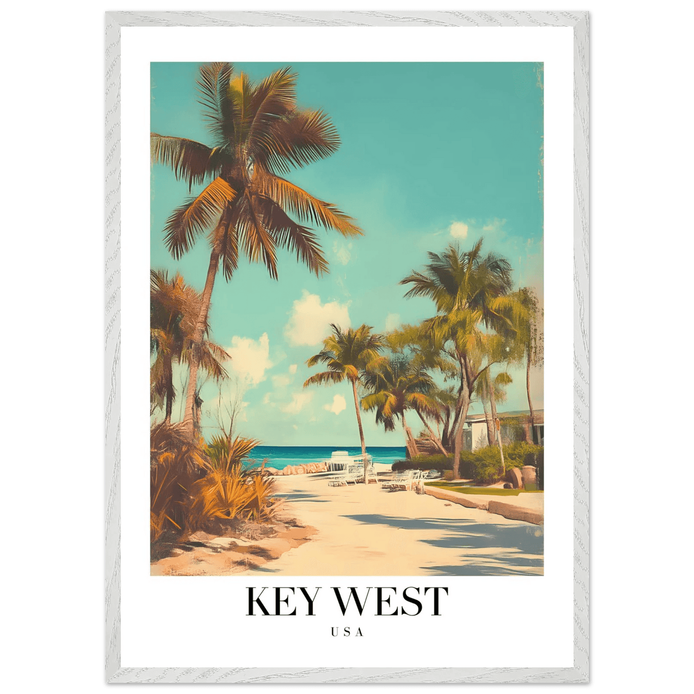 Key West USA Framed Poster – Vintage Travel Wall Art with Wooden Frame - Vibrantwalls