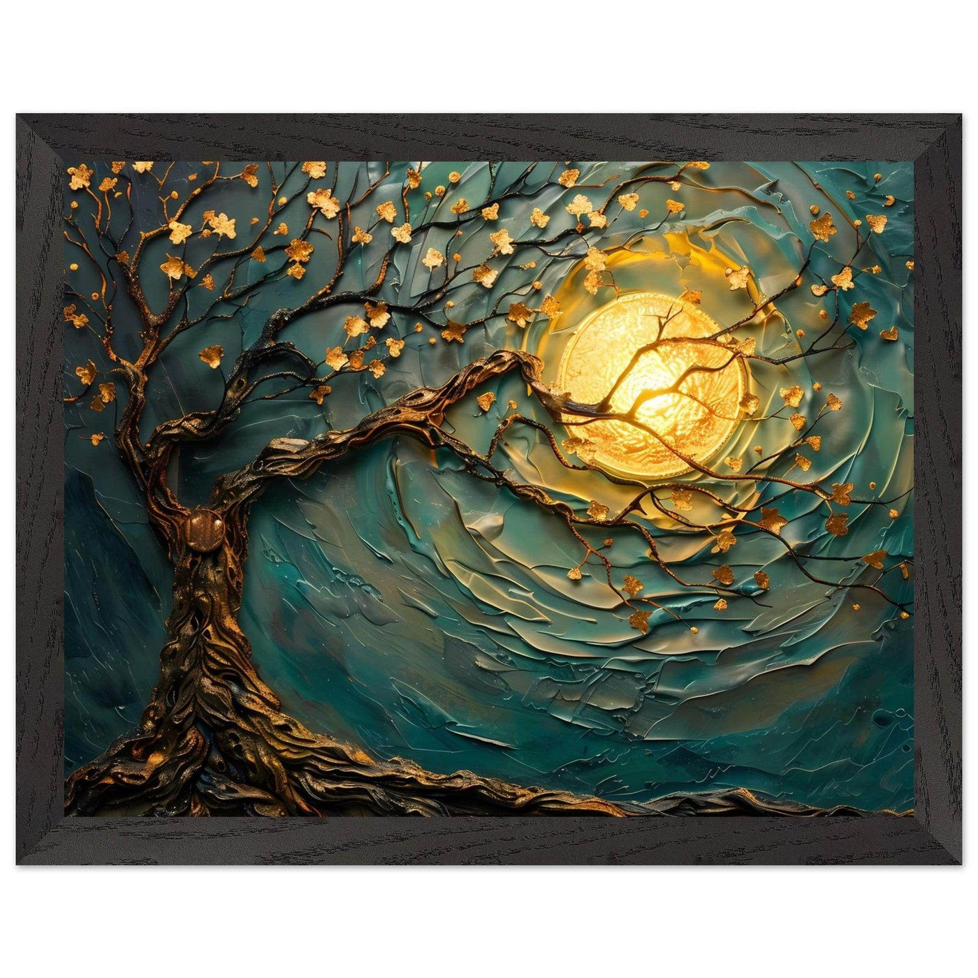 Teal Gold Tree of Life Pendant - Elegance in Nature's Design - Vibrantwalls
