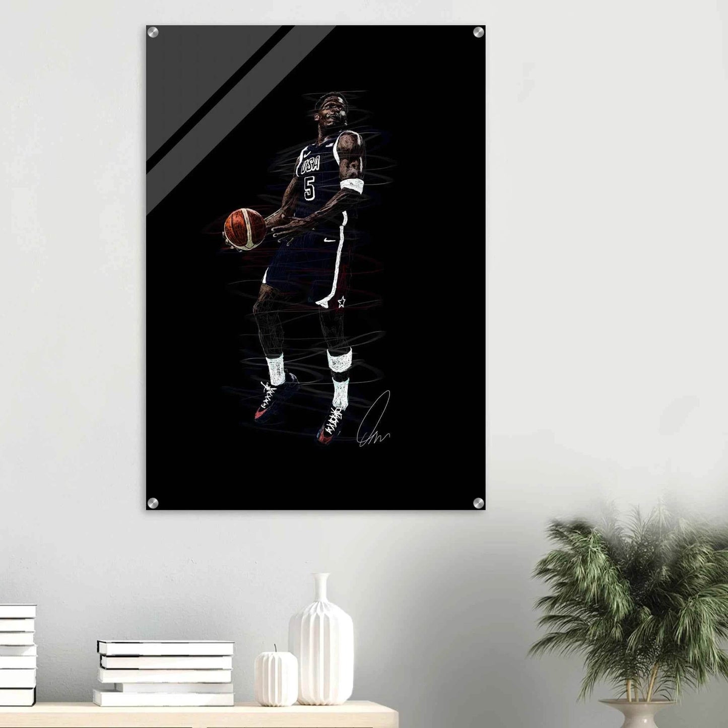 Basketball Player Dynamic Acrylic Print – Vibrant, Modern Wall Art for Sports Fans - Vibrantwalls