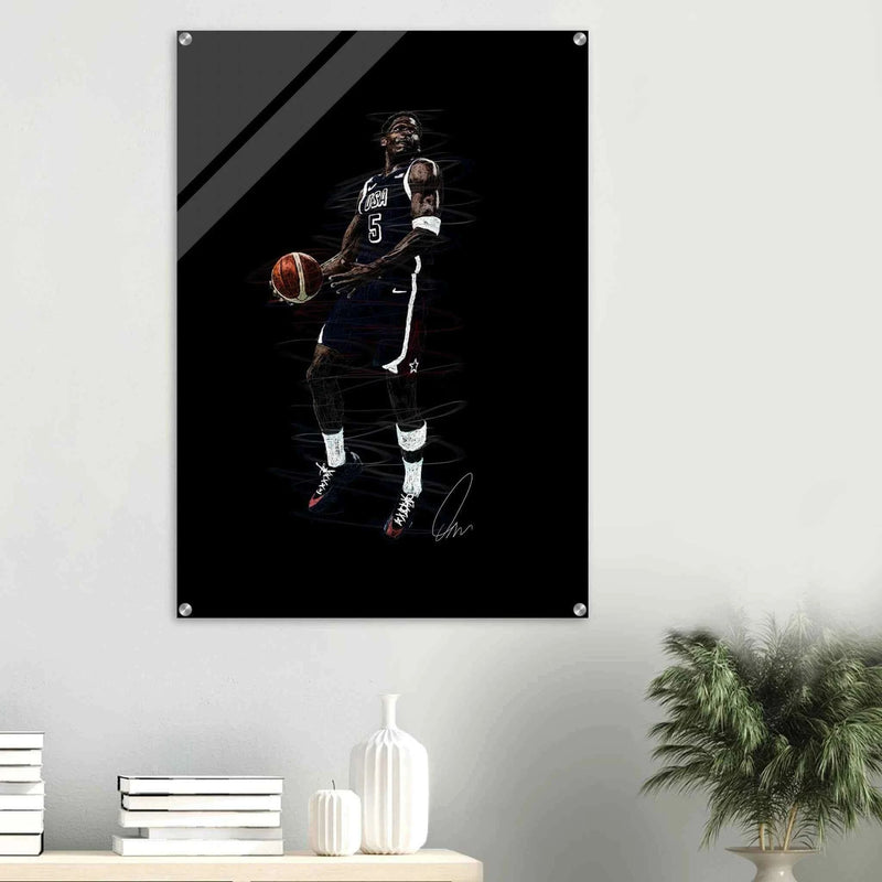 Basketball Player Dynamic Acrylic Print – Vibrant, Modern Wall Art for Sports Fans - Vibrantwalls