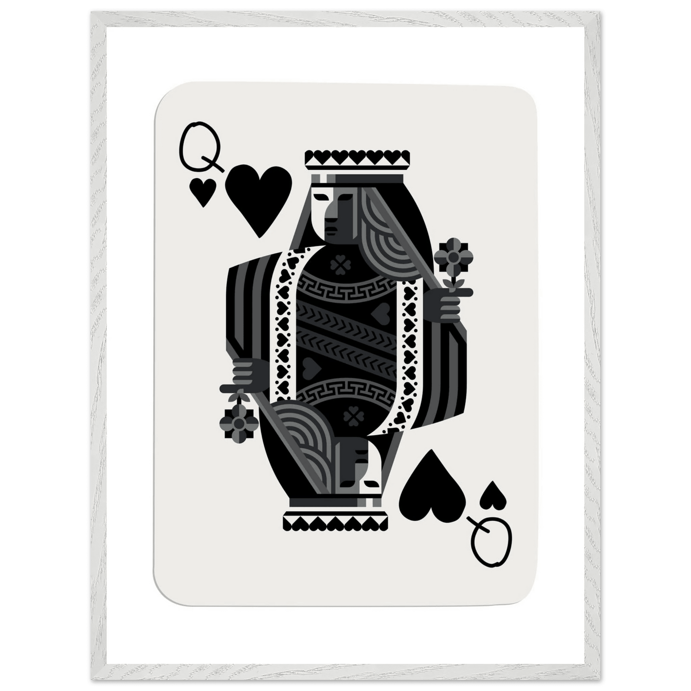 Queen of Spades Poker Card Print - Elegant Black & White Mounted Framed Poster Art, Eco-Friendly Wood Frame - Vibrantwalls