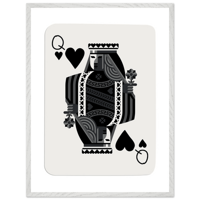 Queen of Spades Poker Card Print - Elegant Black & White Mounted Framed Poster Art, Eco-Friendly Wood Frame - Vibrantwalls