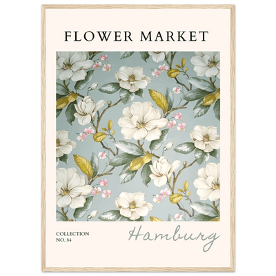 Hamburg 'Flower Market' Framed Poster – Elegant Magnolia & Cherry Blossom Art Print | Ready-to-Hang - Vibrantwalls