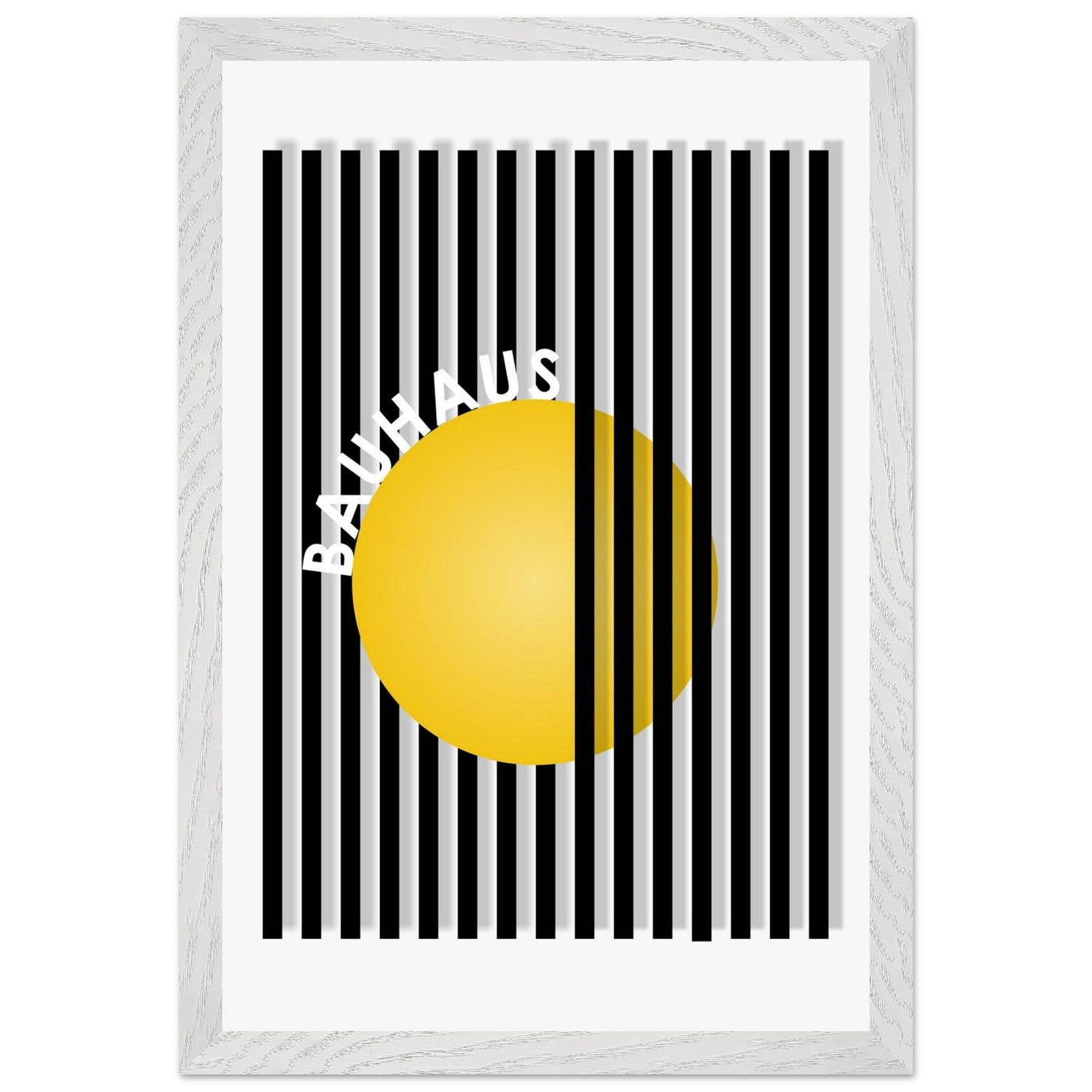 Bauhaus Yellow Circle Wall Art with Modern Stripes - Vibrantwalls