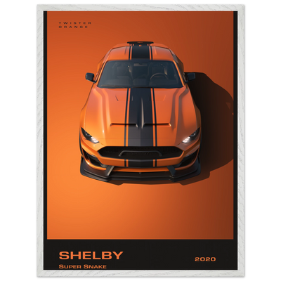 Shelby Super Snake 2020 "Twister Orange" Framed Poster | Modern Automotive Art, Ready-to-Hang Premium Quality 60x80 cm 24x32″ White frame Vibrantwalls