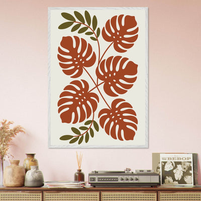 Monstera Leaf Composition in Terracotta Tones - Vibrantwalls