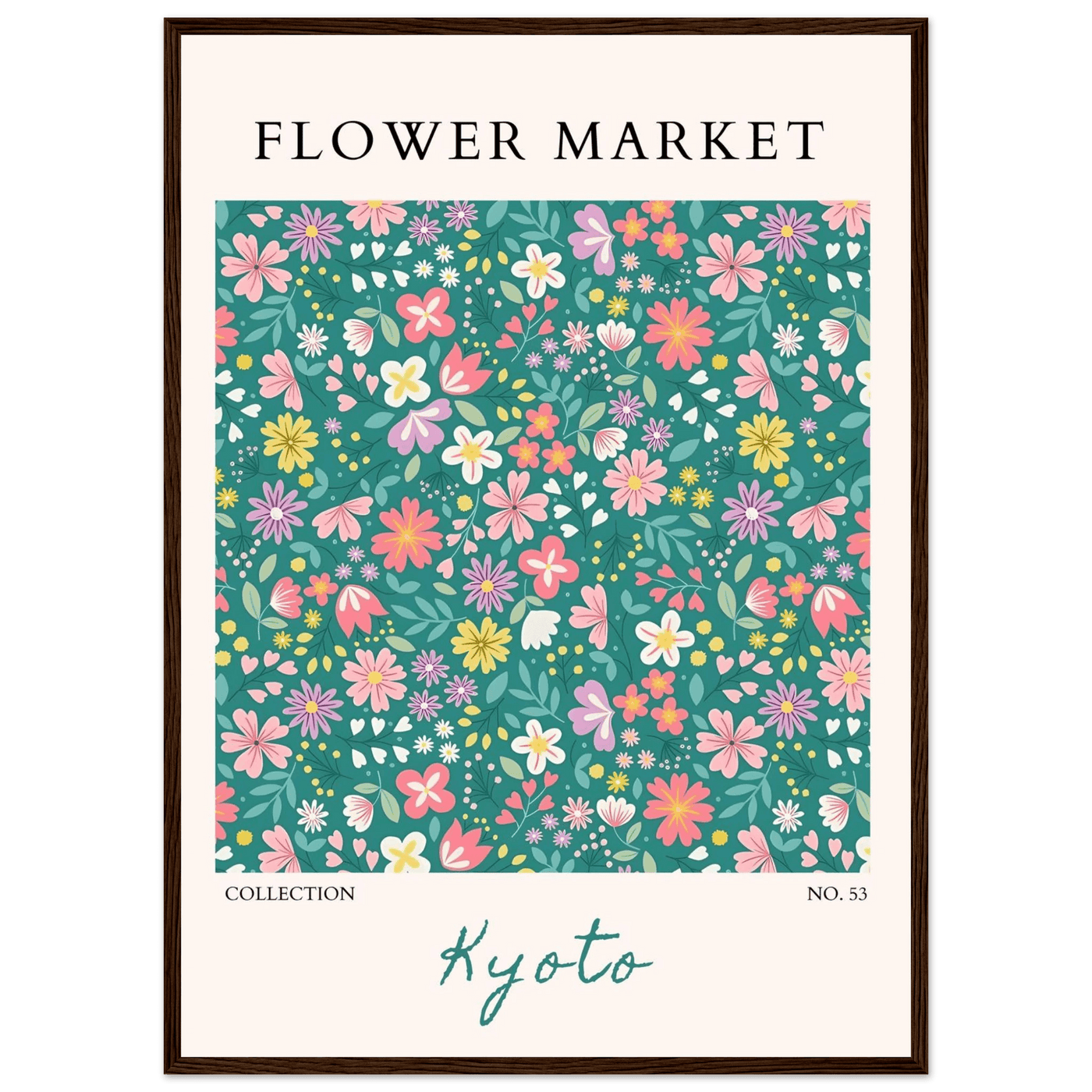 Kyoto Flower Market Framed Poster – Whimsical Floral Art Print for a Touch of Spring | Ready-to-Hang Decor - Vibrantwalls