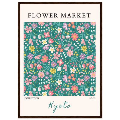 Kyoto Flower Market Framed Poster – Whimsical Floral Art Print for a Touch of Spring | Ready-to-Hang Decor - Vibrantwalls