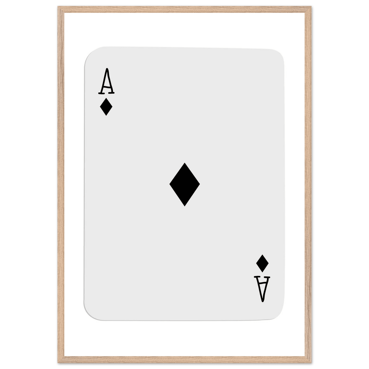 Minimalist Ace of Diamonds Poker Card Art Print - Framed Wall Decor with Eco-Friendly Wood Frame - Vibrantwalls