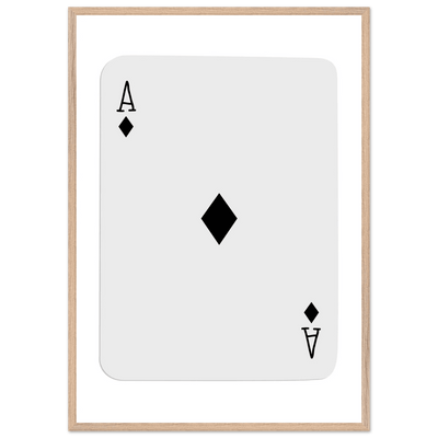Minimalist Ace of Diamonds Poker Card Art Print - Framed Wall Decor with Eco-Friendly Wood Frame - Vibrantwalls