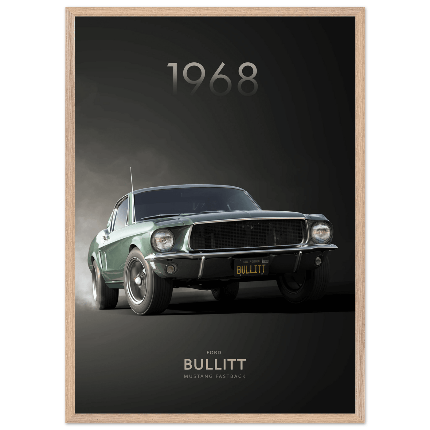 1968 Bullitt Mustang GT - 50th Anniversary Framed Poster | Iconic Green, Ready-to-Hang, Premium Quality - Vibrantwalls