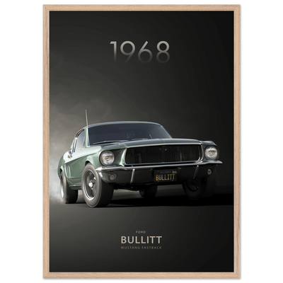 1968 Bullitt Mustang GT - 50th Anniversary Framed Poster | Iconic Green, Ready-to-Hang, Premium Quality - Vibrantwalls