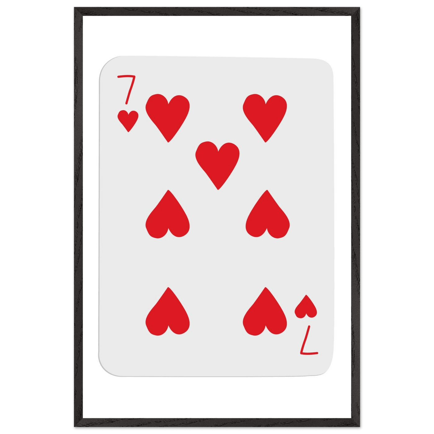 Lucky 7 of Hearts Poker Card Print - Mounted Framed Wall Art, Eco-Friendly Wood Frame & Multiple Sizes - Vibrantwalls