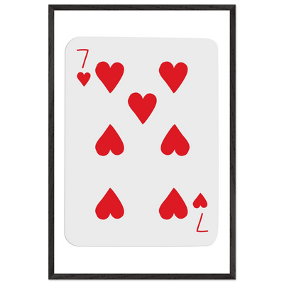 Lucky 7 of Hearts Poker Card Print - Mounted Framed Wall Art, Eco-Friendly Wood Frame & Multiple Sizes - Vibrantwalls