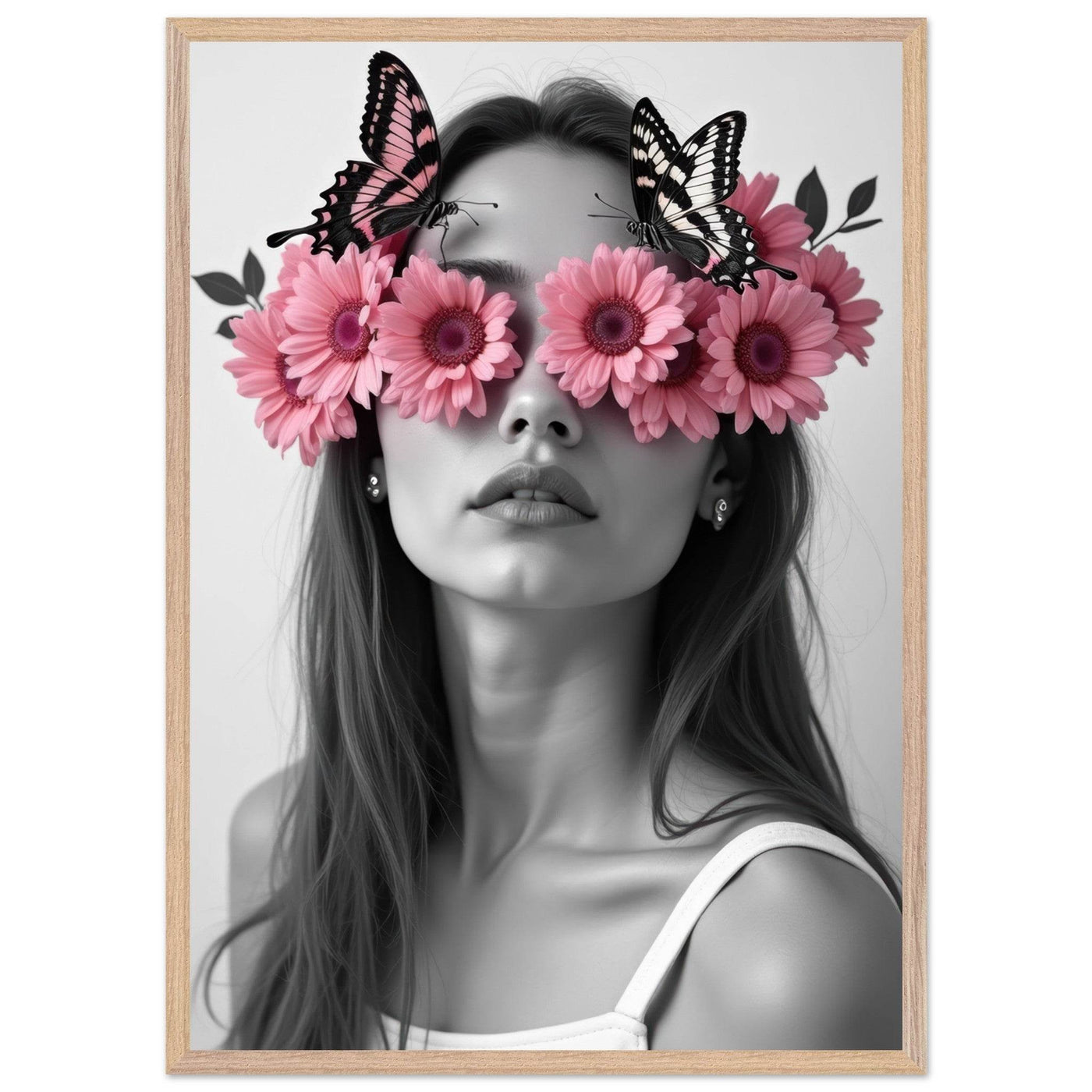 Woman With Flowers Decor - Elegant Floral Art for Home Decor - Vibrantwalls