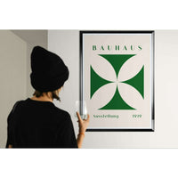 Bauhaus 1919 Deep Green Cream Wall Art - Vibrantwalls