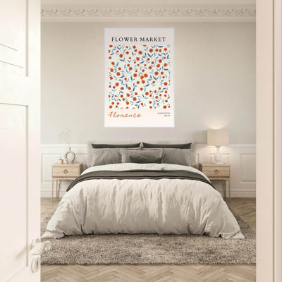 Florence Flower Market Art Print – Vibrant Orange Poppies & Blue Leaves | Framed & Ready-to-Hang Wall Art - Vibrantwalls
