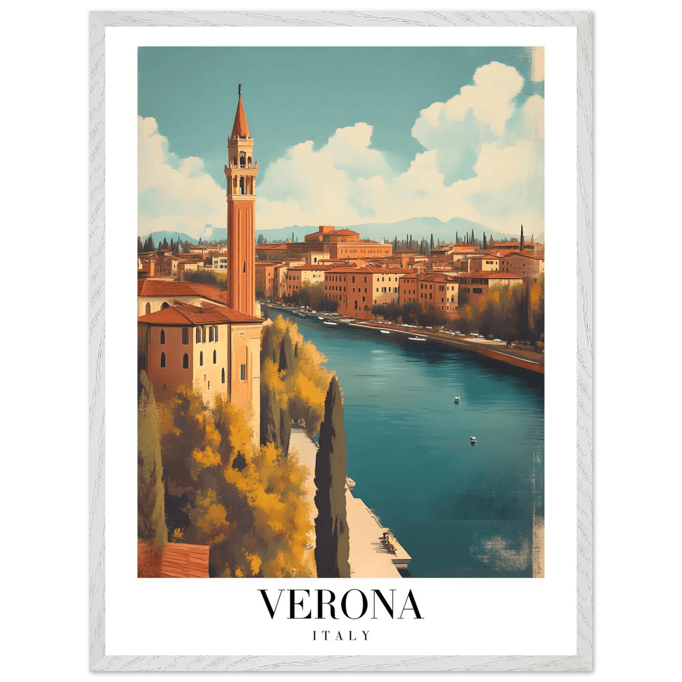 Verona Italy Framed Poster – Vintage Italian Travel Wall Art with Wooden Frame - Vibrantwalls