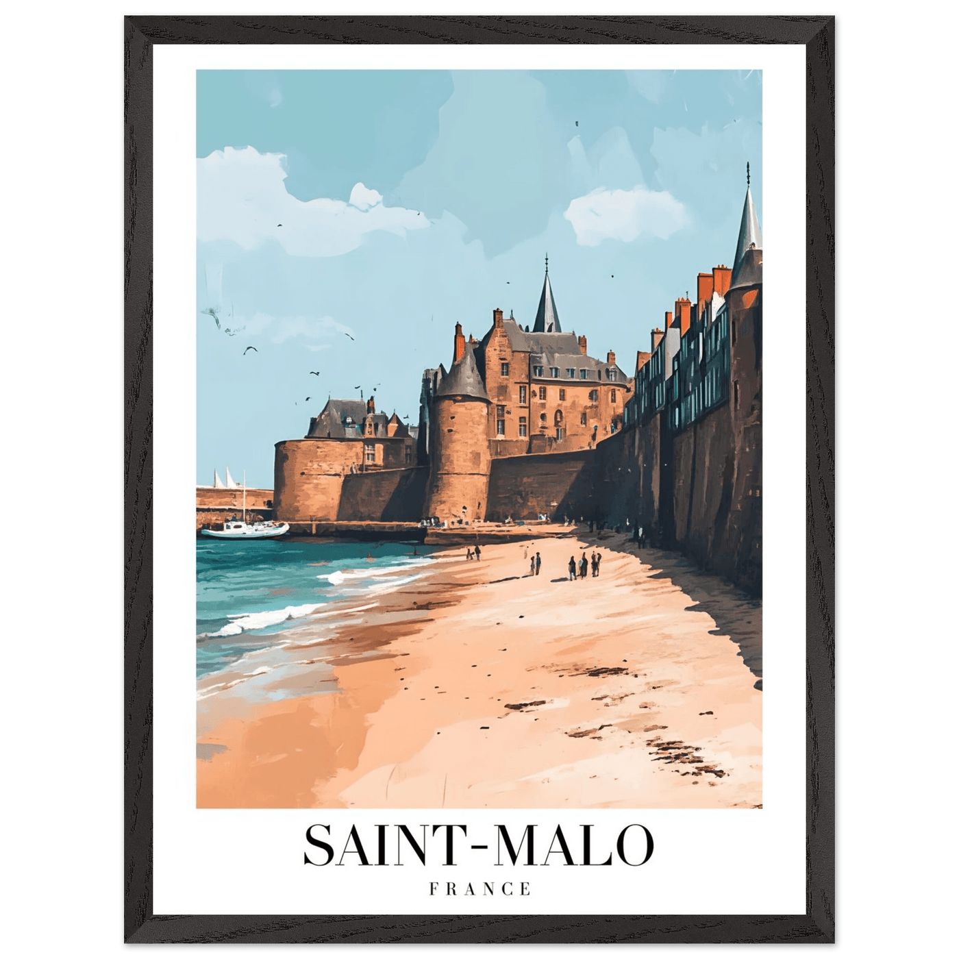 Saint-Malo France Framed Poster – Vintage Coastal Wall Art with Custom Wooden Frame - Vibrantwalls