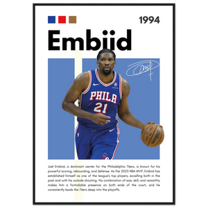 Joel Embiid The Process 76ers Framed Poster 70x100 cm 28x40″ Black frame Vibrantwalls