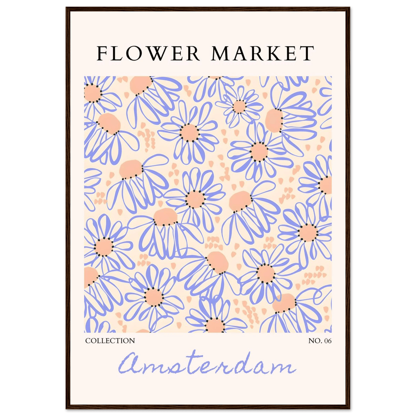 Abstract Floral Market Framed Poster – Whimsical Amsterdam Daisy Art Prints | Ready-to-Hang in Various Sizes - Vibrantwalls
