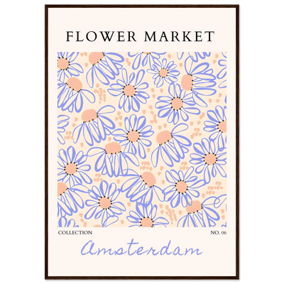 Abstract Floral Market Framed Poster – Whimsical Amsterdam Daisy Art Prints | Ready-to-Hang in Various Sizes - Vibrantwalls