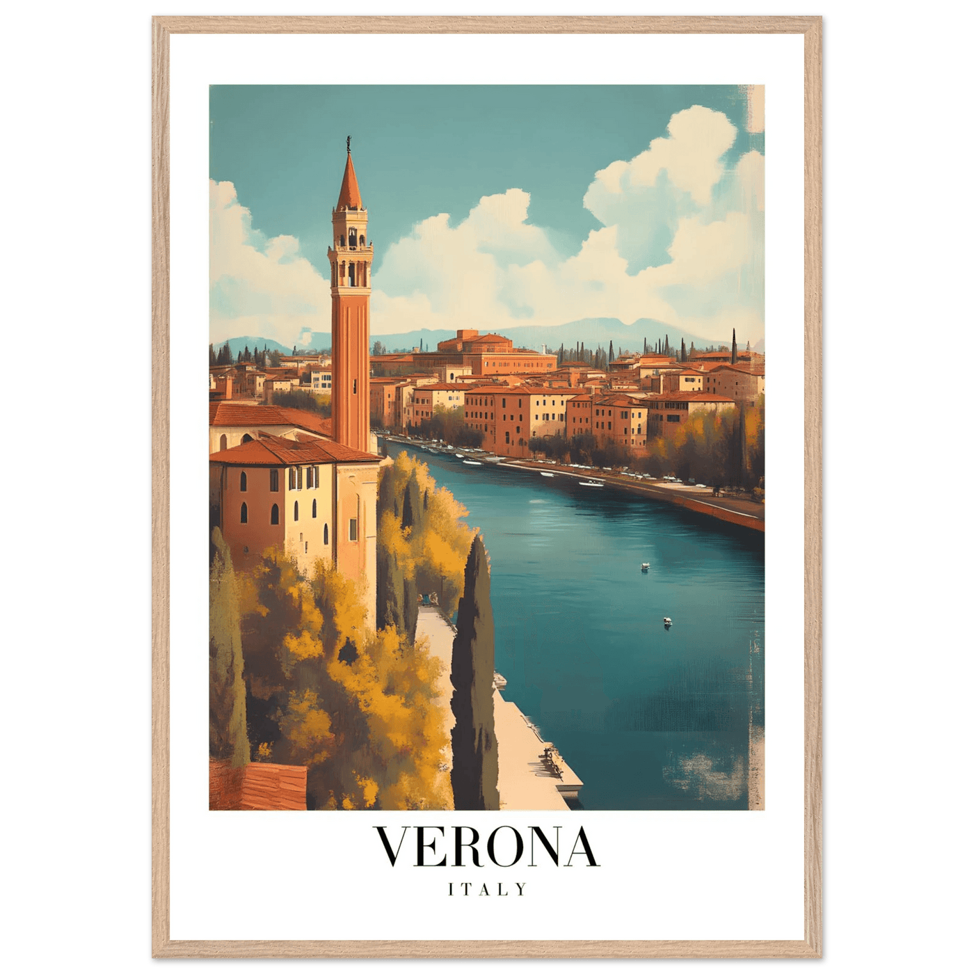 Verona Italy Framed Poster – Vintage Italian Travel Wall Art with Wooden Frame - Vibrantwalls