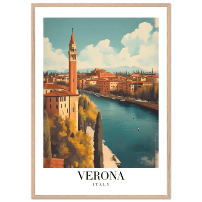 Verona Italy Framed Poster – Vintage Italian Travel Wall Art with Wooden Frame - Vibrantwalls