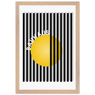 Bauhaus Yellow Circle Wall Art with Modern Stripes - Vibrantwalls