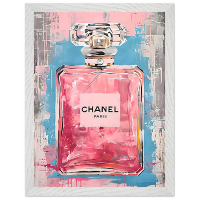 Coco Mademoiselle Chanel Art Print - Pink & Blue Pop Art Style Framed Poster - Vibrantwalls