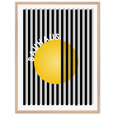 Bauhaus Yellow Circle Wall Art with Modern Stripes - Vibrantwalls