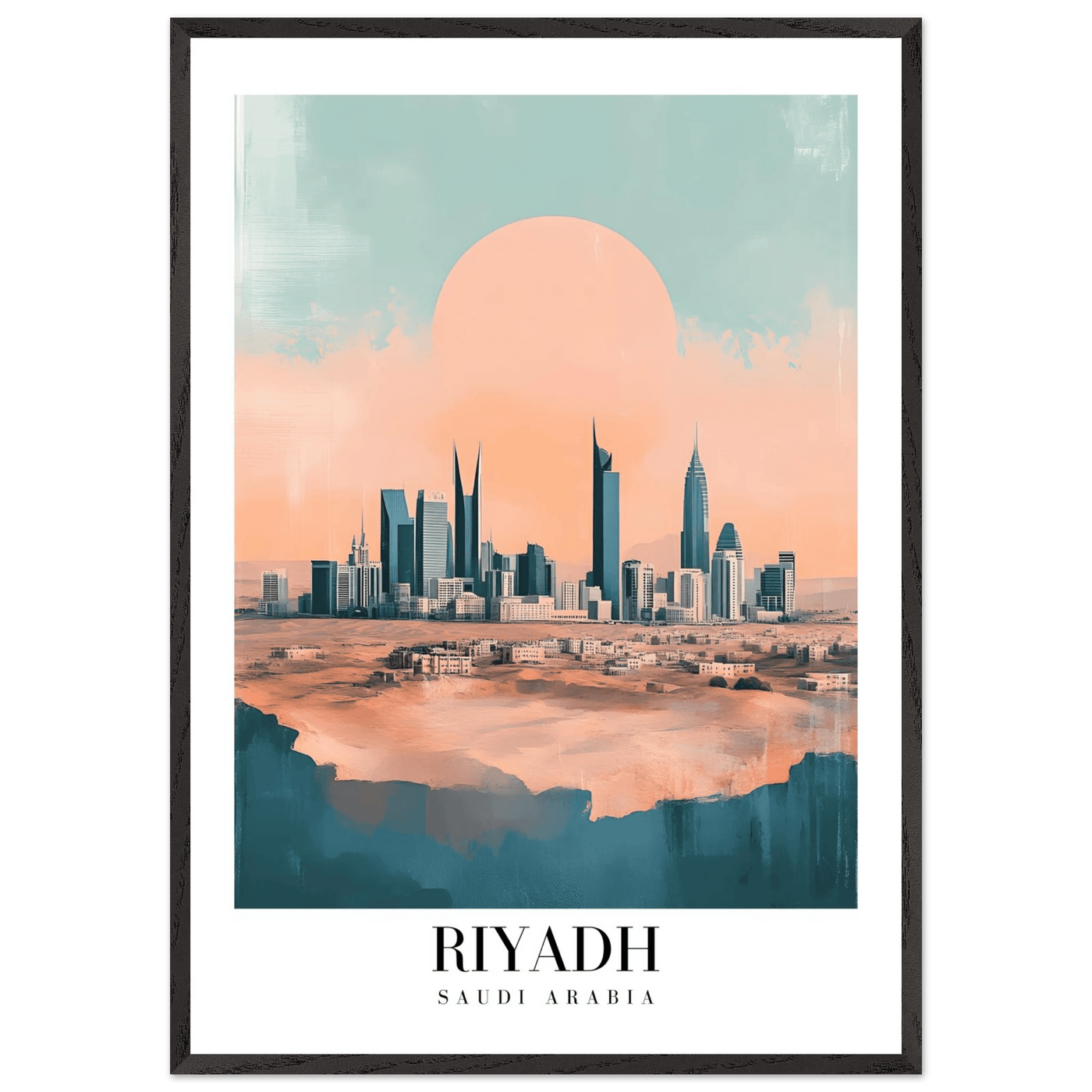 Riyadh Saudi Arabia Framed Poster – Modern Desert City Wall Art in Earthy Tones - Vibrantwalls