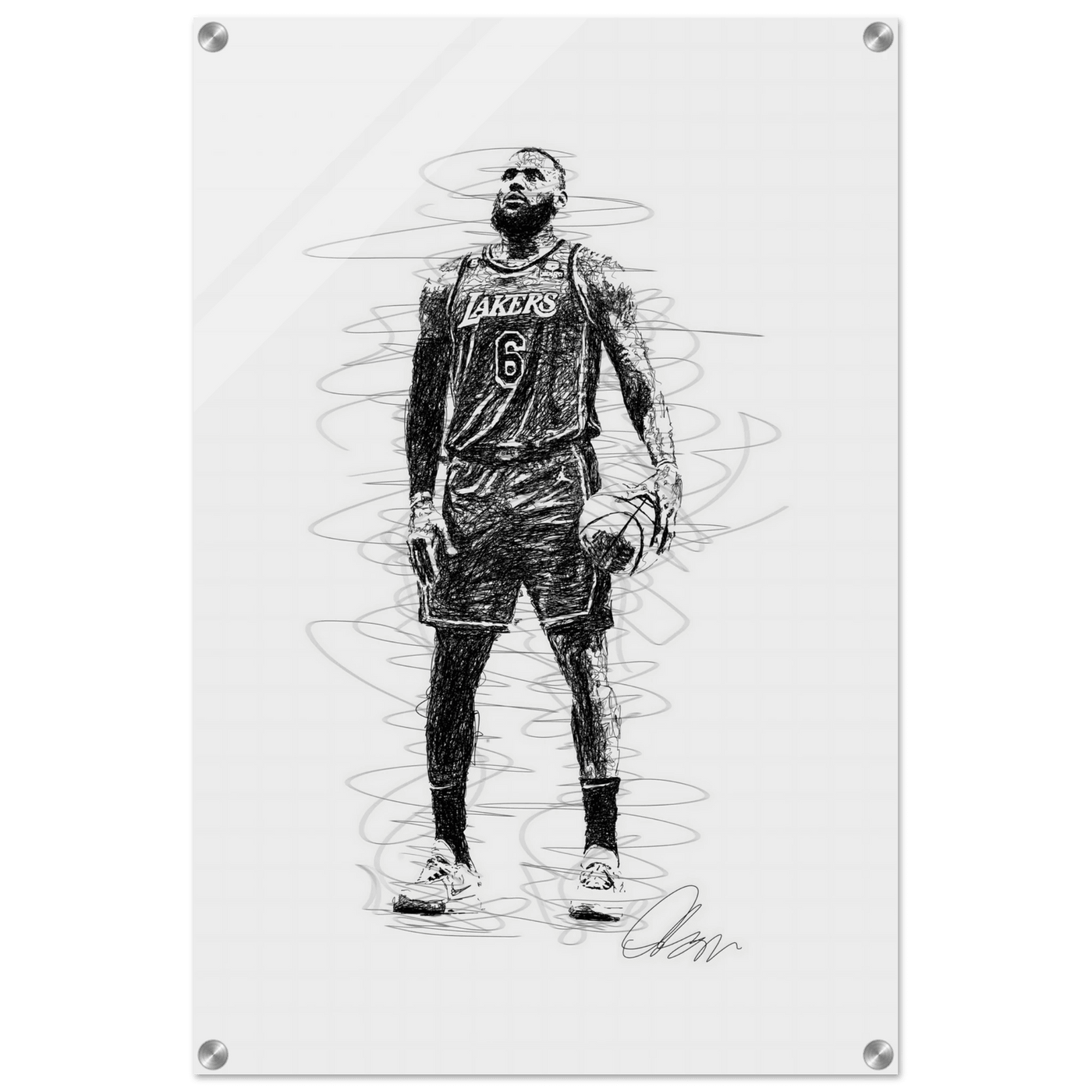 LeBron James Wall Art – Dynamic, Modern NBA Sketch Acrylic Print for Sports Fans - Vibrantwalls