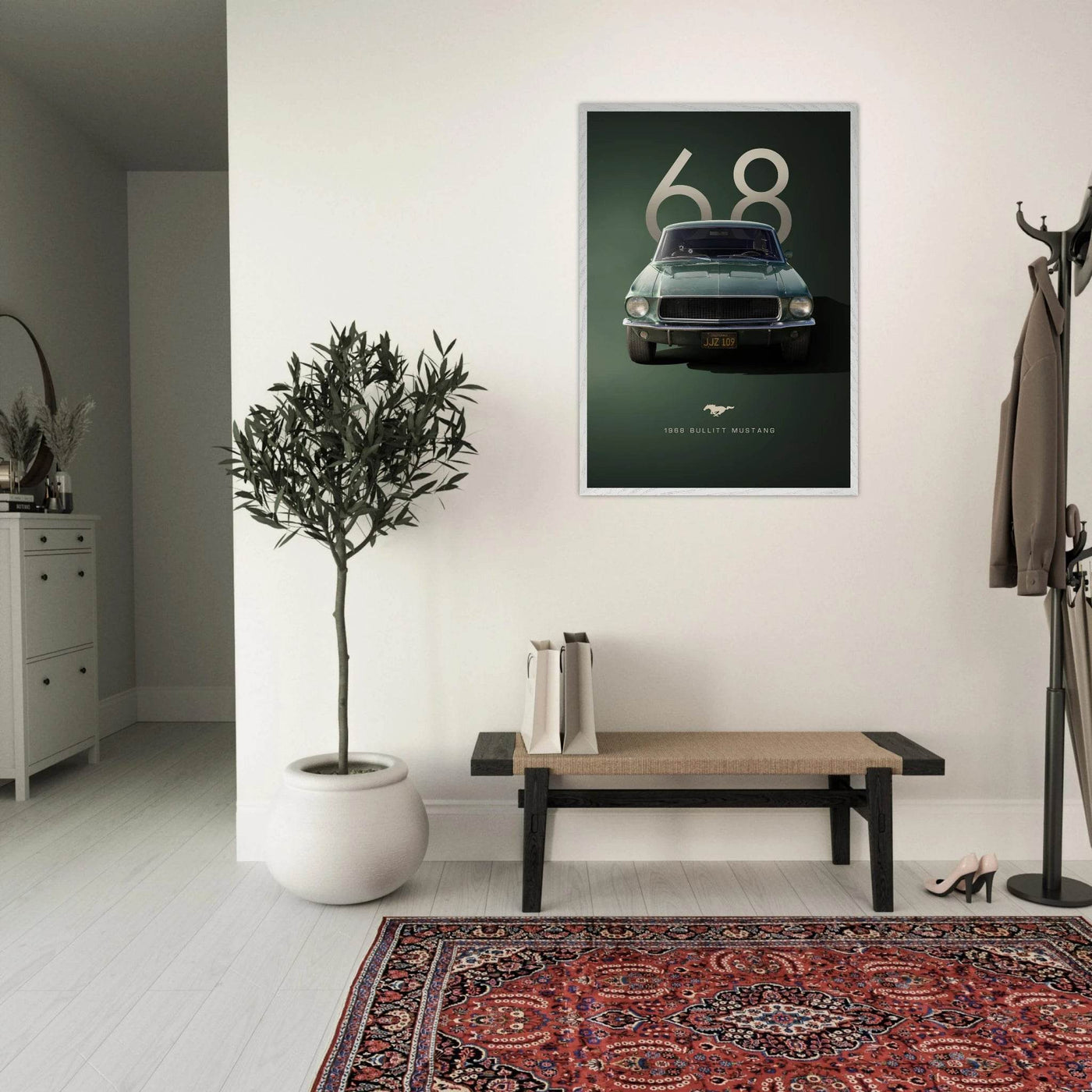 1968 Bullitt Mustang GT - 50th Anniversary Framed Poster | Iconic Automotive Art, Ready-to-Hang - Vibrantwalls