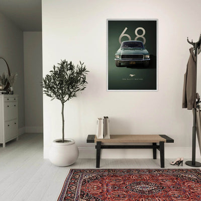 1968 Bullitt Mustang GT - 50th Anniversary Framed Poster | Iconic Automotive Art, Ready-to-Hang - Vibrantwalls