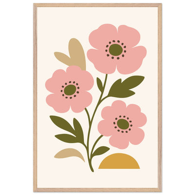 Abstract Floral Bloom - Minimalist Pink Flowers - Vibrantwalls
