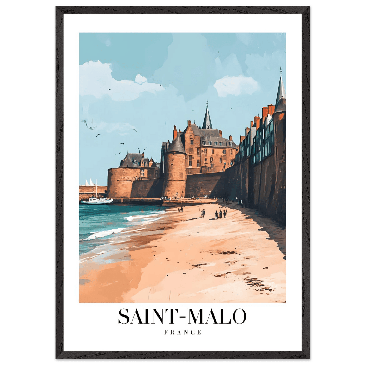 Saint-Malo France Framed Poster – Vintage Coastal Wall Art with Custom Wooden Frame - Vibrantwalls