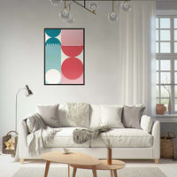 Bauhaus Retro Art Print in Teal and Coral for Unique Retro Decor - Vibrantwalls