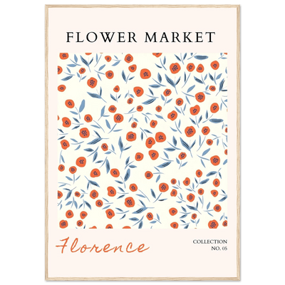 Florence Flower Market Art Print – Vibrant Orange Poppies & Blue Leaves | Framed & Ready-to-Hang Wall Art - Vibrantwalls