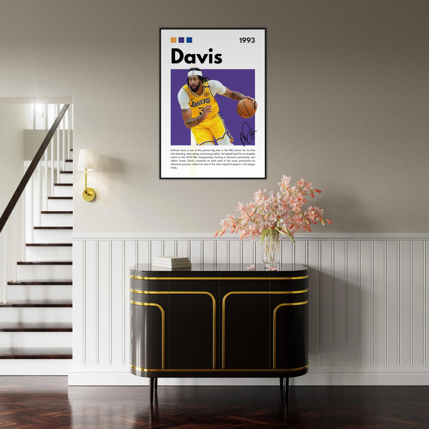 Anthony Davis Lakers Modern Basketball Art Print Vibrantwalls