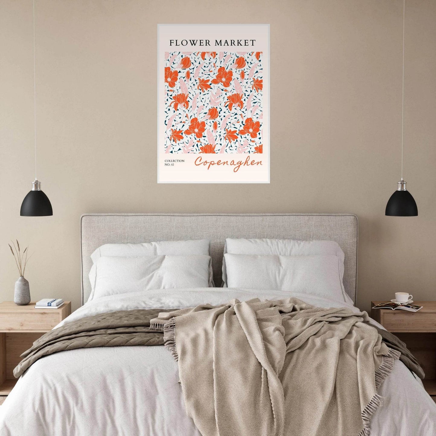 Copenhagen Flower Market Framed Poster – Vibrant Floral Art Print in Coral & Pink | Ready-to-Hang Wall Decor - Vibrantwalls