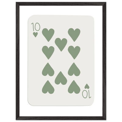 Minimalist Ten of Hearts Poker Card Print - Mounted & Framed Wall Art, Eco-Friendly Wood Frame in Your Choice of Finish - Vibrantwalls