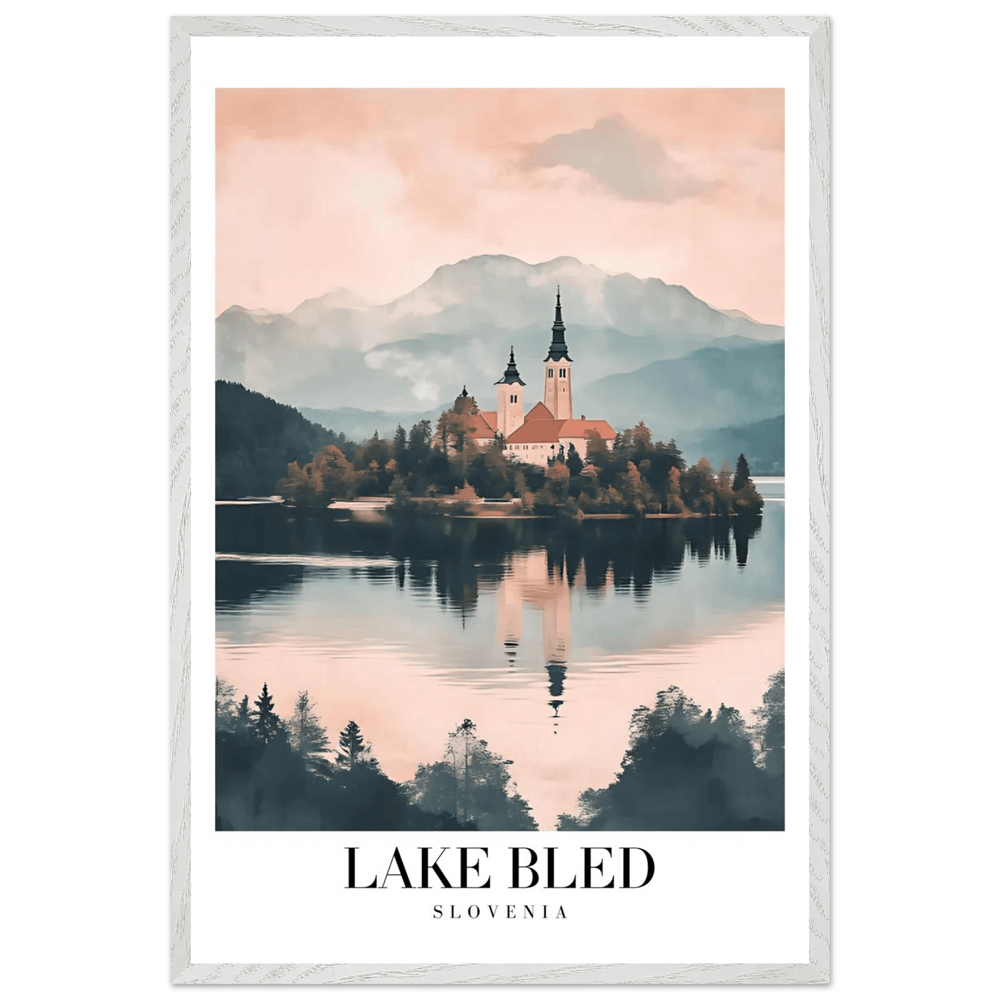 Lake Bled Slovenia Framed Poster – Serene Lakeside Wall Art with Wooden Frame - Vibrantwalls