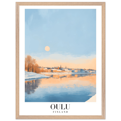 Oulu Finland Framed Poster – Serene Winter Sunset Wall Art with Wooden Frame - Vibrantwalls