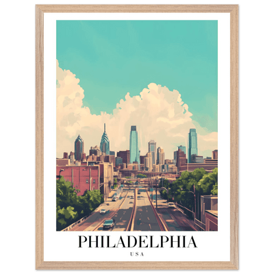 Philadelphia USA Framed Poster – Retro Cityscape Wall Art with Customizable Frame Options - Vibrantwalls