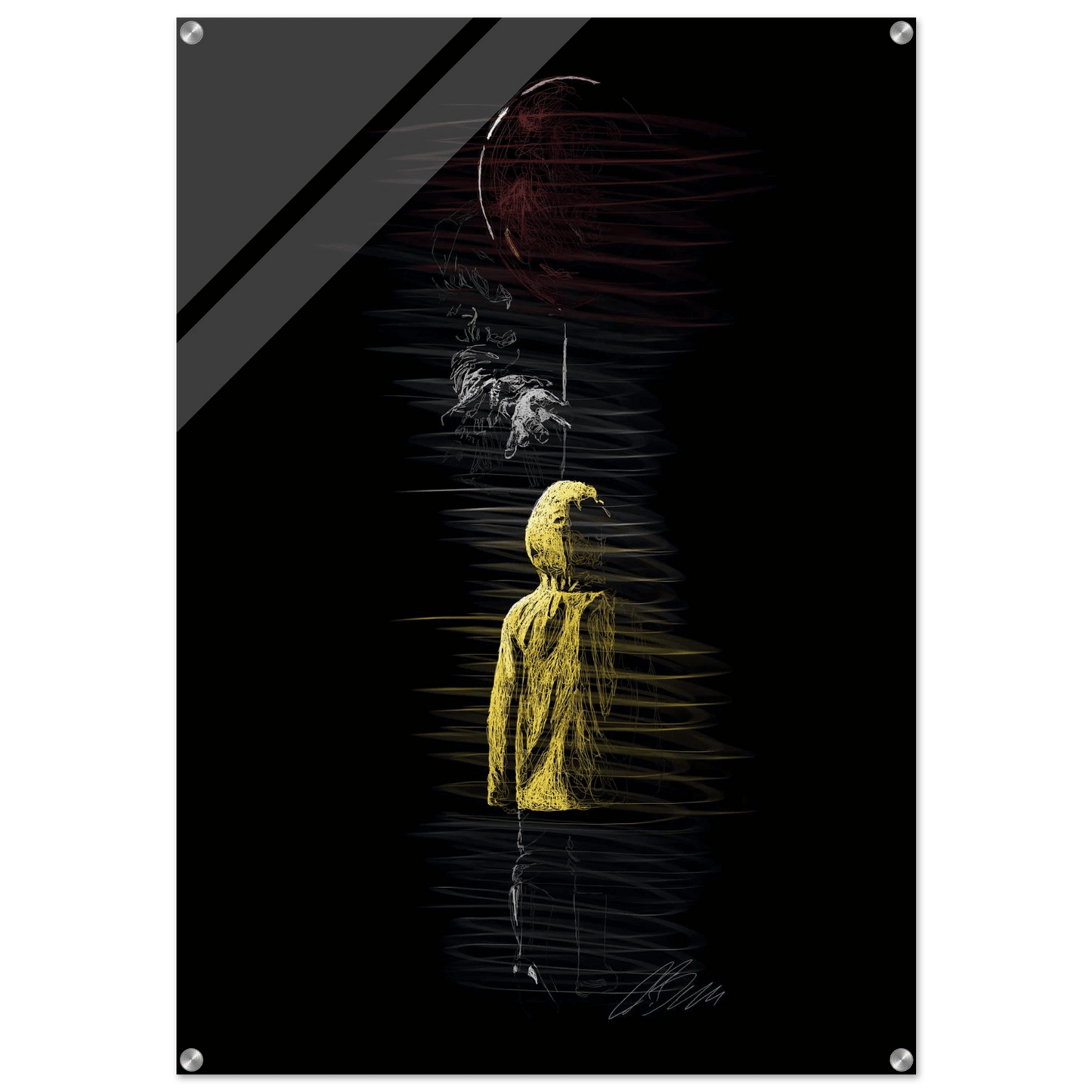 Abstract Figure Acrylic Print – Modern Black & Yellow Art, Vibrant & Durable Wall Decor - Vibrantwalls