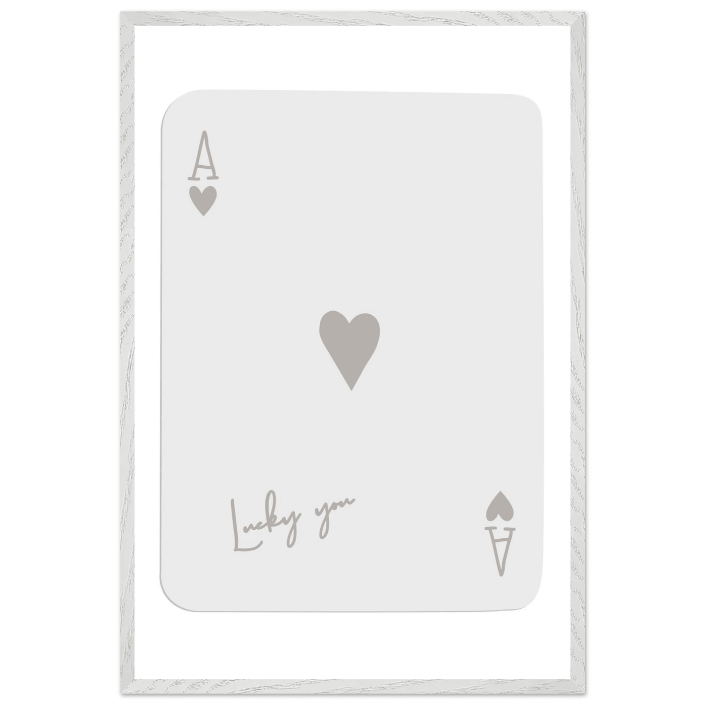 Minimalist Ace of Hearts Poker Card Print - Lucky You Wall Art, Eco-Friendly Wood Frame Poster - Vibrantwalls