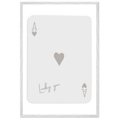 Minimalist Ace of Hearts Poker Card Print - Lucky You Wall Art, Eco-Friendly Wood Frame Poster - Vibrantwalls